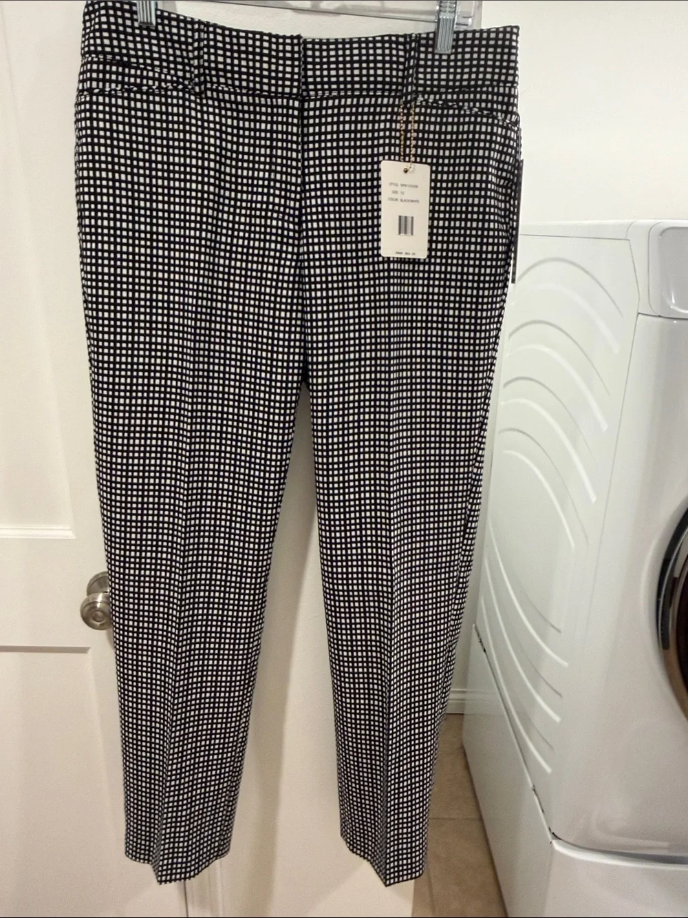Men's Black & White Check Slim Dress Pants